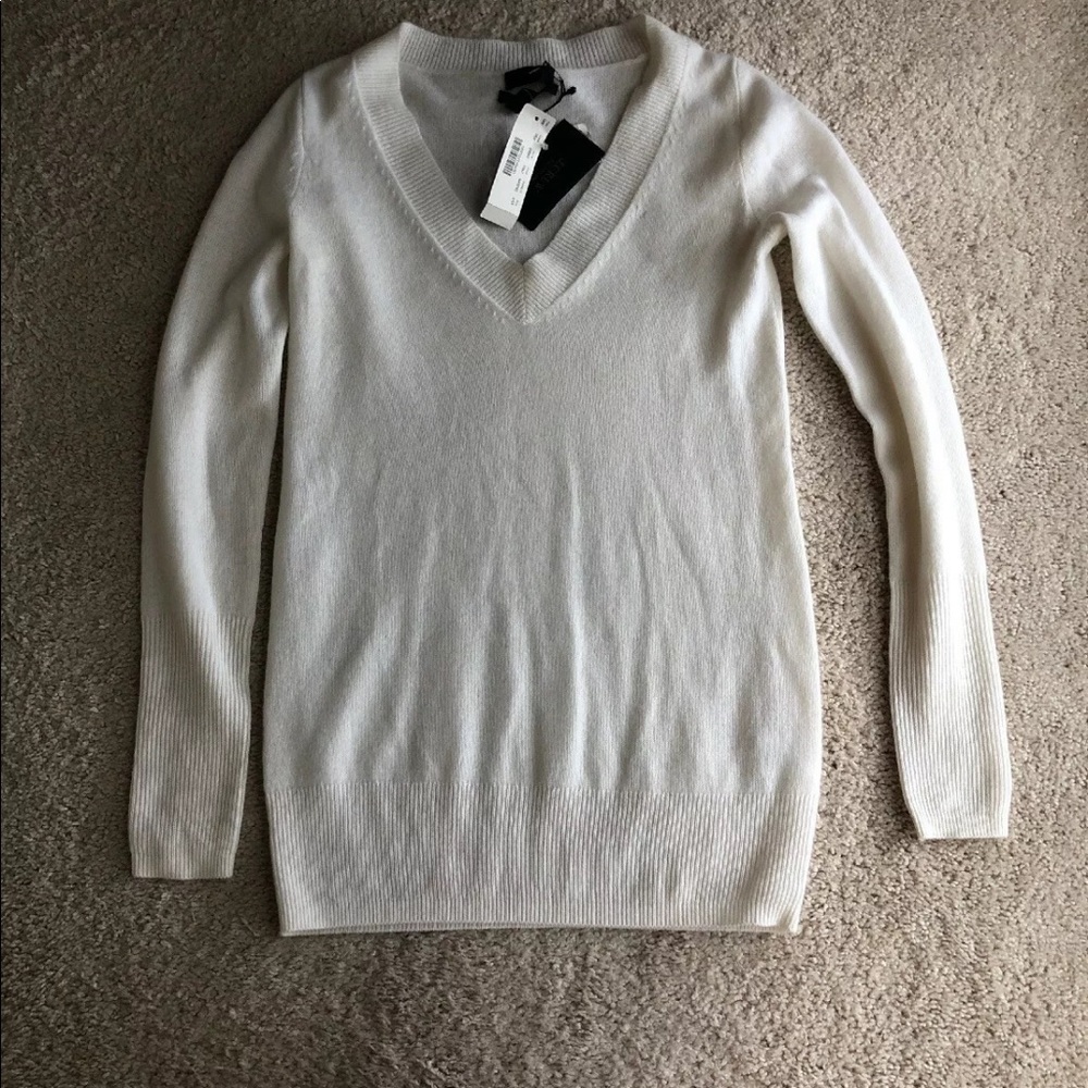 New J Crew Italian Cashmere White Sweater XXS